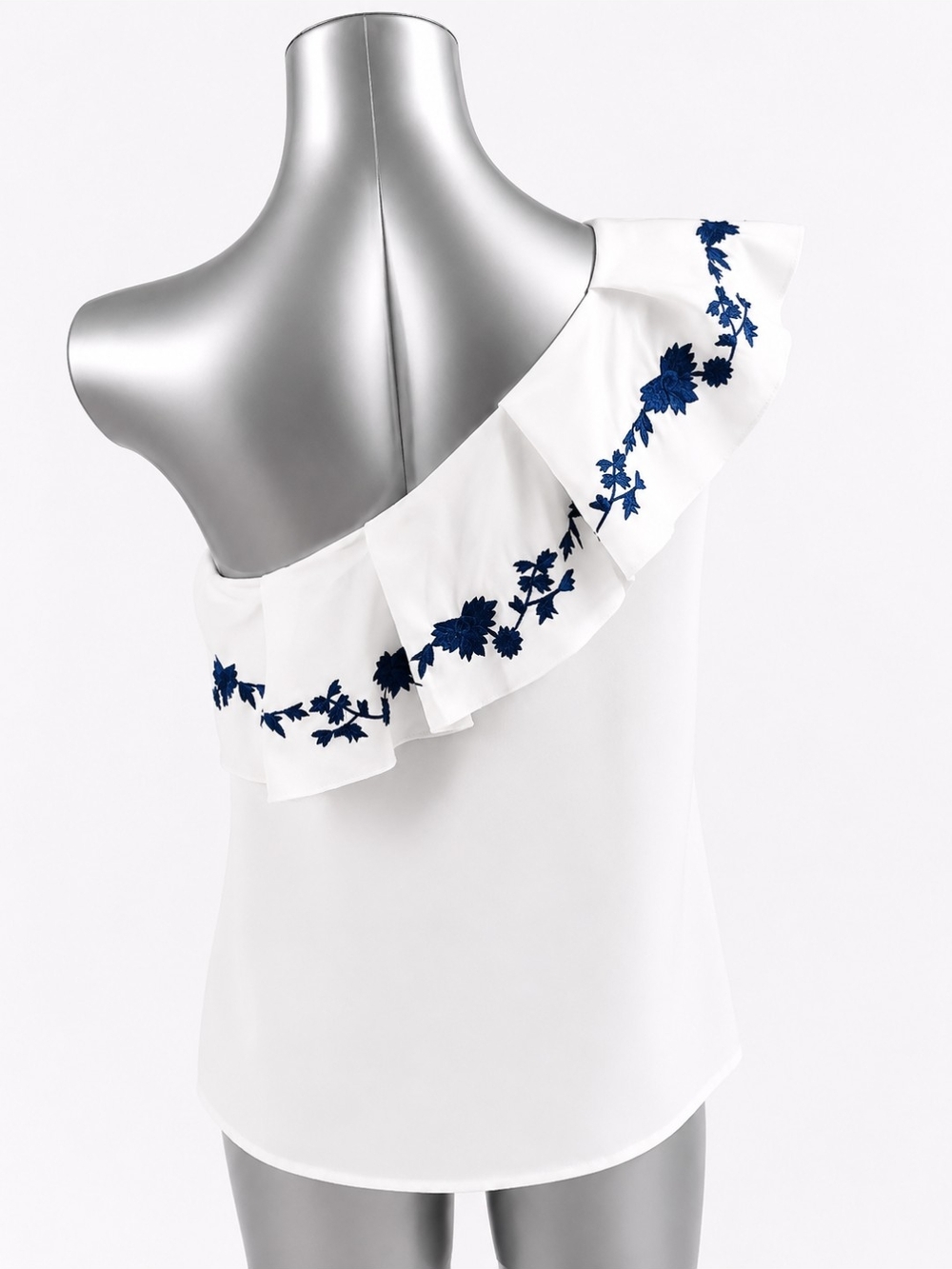 Anthropologie  Chloe Oliver One-Shoulder Embroidered Boho Blouse Large EUC - Picture 6 of 7